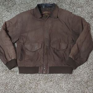 Vintage G-III Brown Leather Bomber Jacket Men's L Global Identity